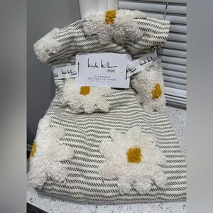 Nicole Miller Oversized Throw with Floral Design and pom pom trim